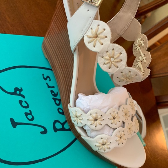 Jack Rogers Sutton Summer White Leather Wedges U.S. 7.5 Brand New in Box - Picture 8 of 8